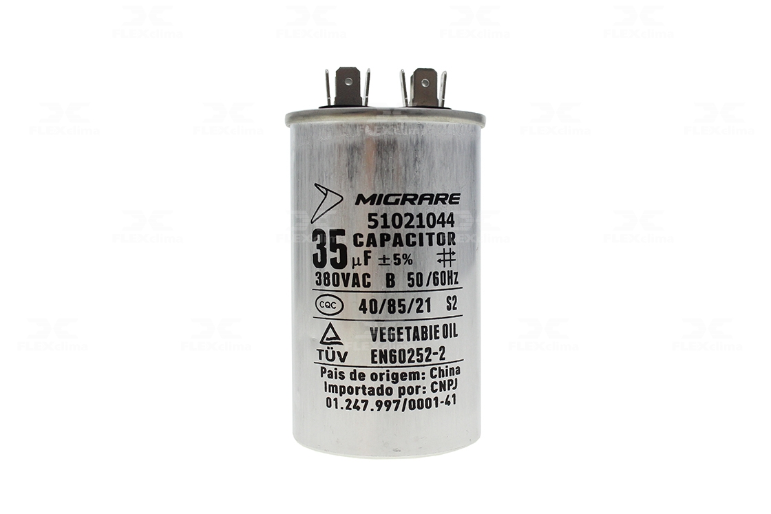 CAPACITOR 35UF/380V ALUMINIO (MIGRARE) - FLEX CLIMA - Peças de ...