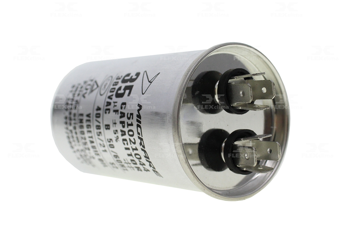 CAPACITOR 35UF/380V ALUMINIO (MIGRARE) - FLEX CLIMA - Peças de ...